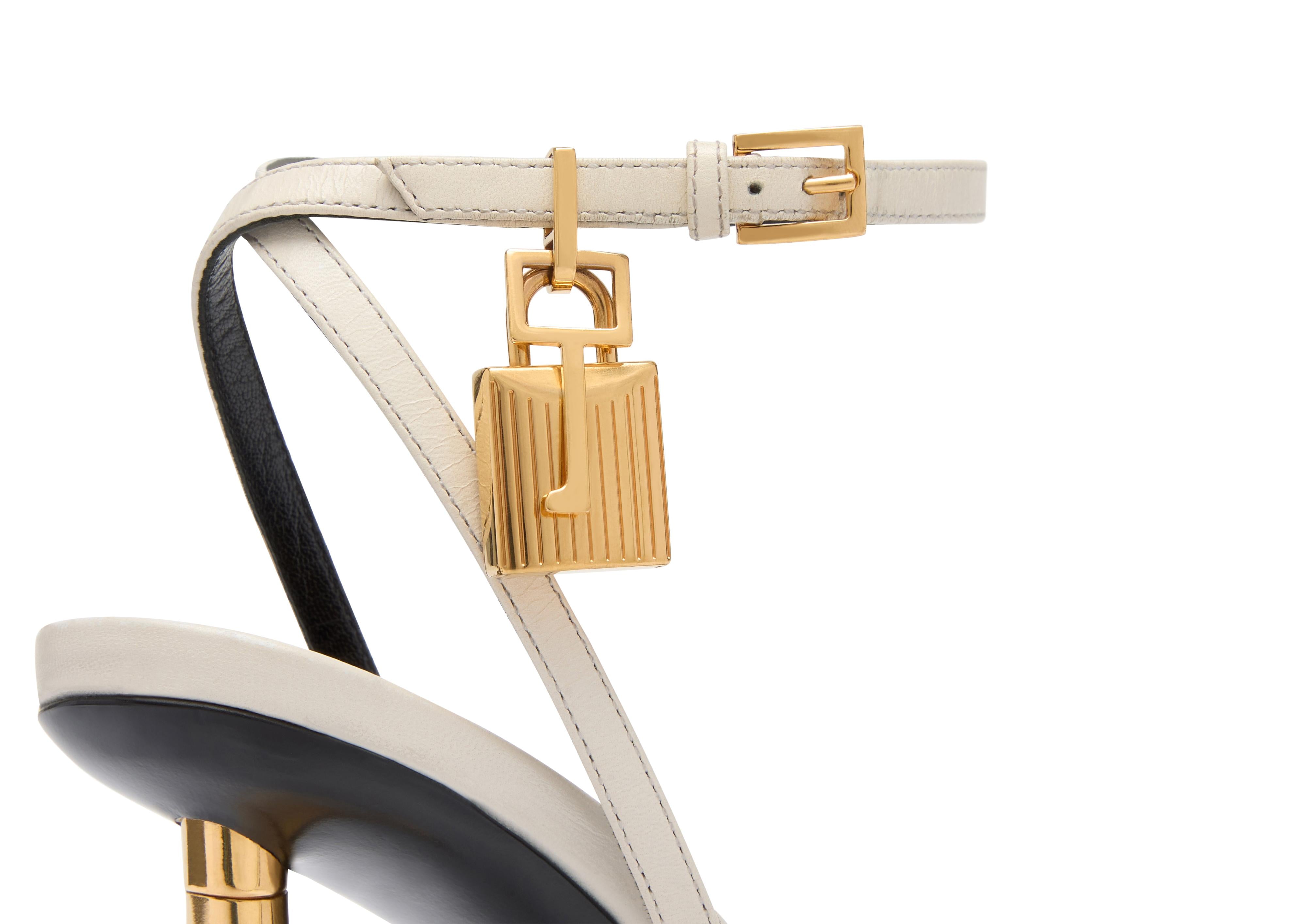 Tom Ford Shiny Leather Padlock Pointy Naked Sandal
