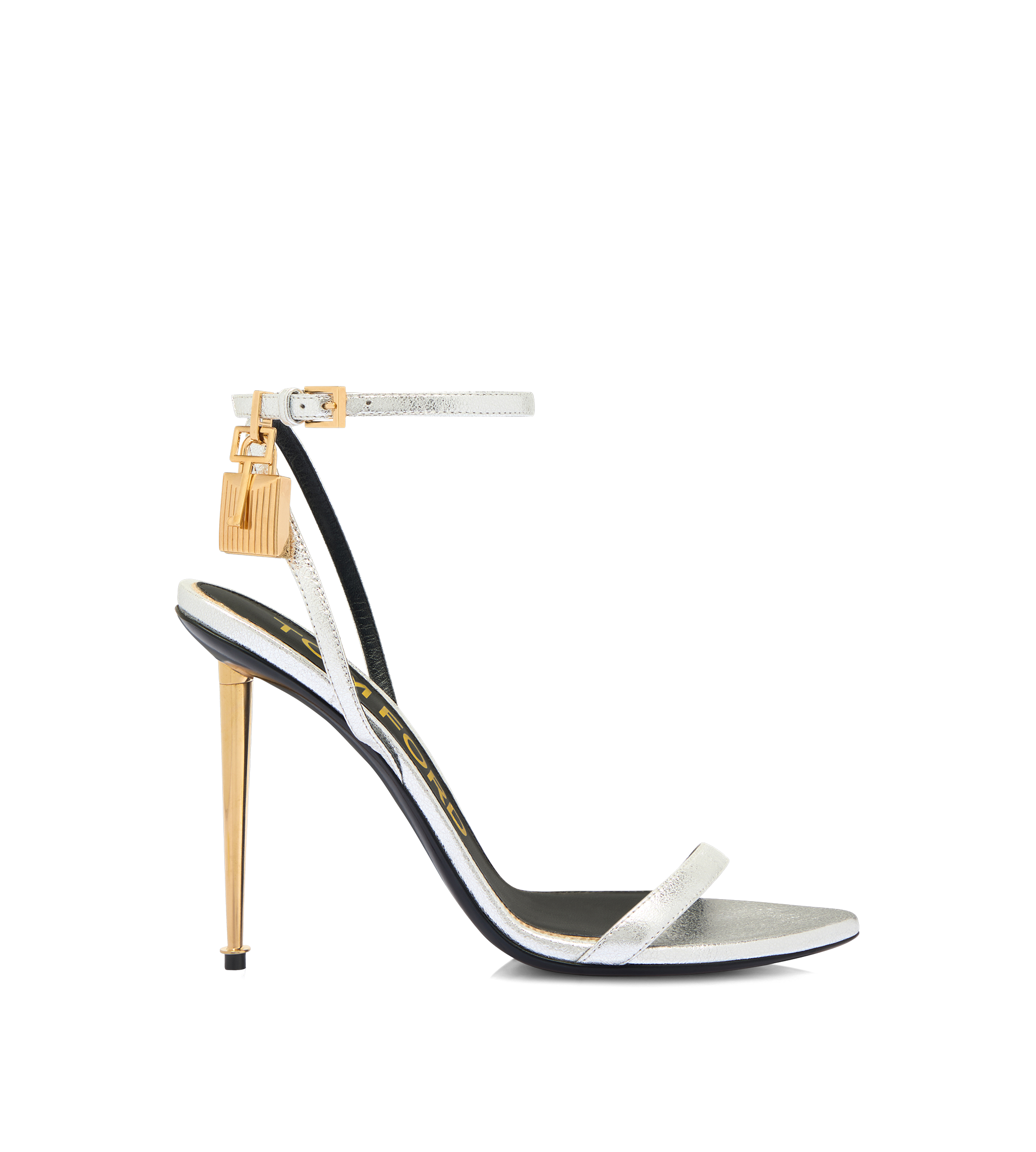 Tom Ford Laminated Nappa Leather Padlock Pointy Naked Sandal