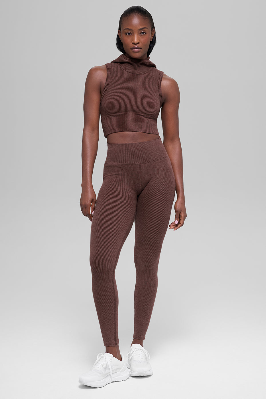 Alo Yoga Women'S Seamless Two Tone Rib Hooded Vest