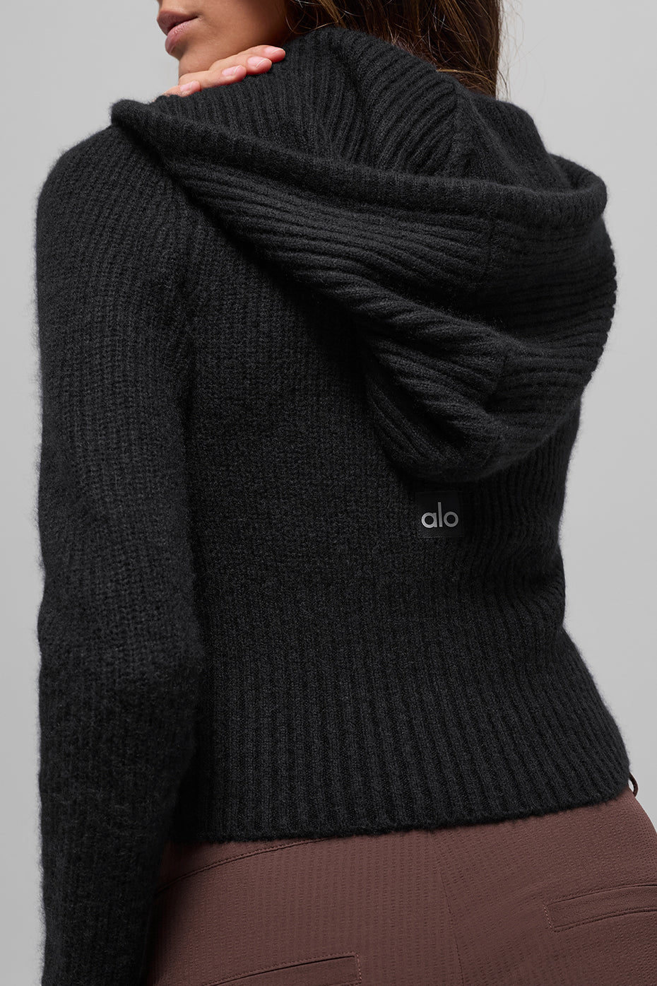 Alo Yoga Women'S Wool Cashmere Ribbed Noble Full Zip Hoodie