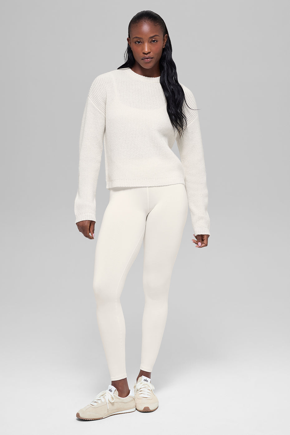 Alo Yoga Women'S Wool Cashmere Ribbed Noble Crewneck Sweater