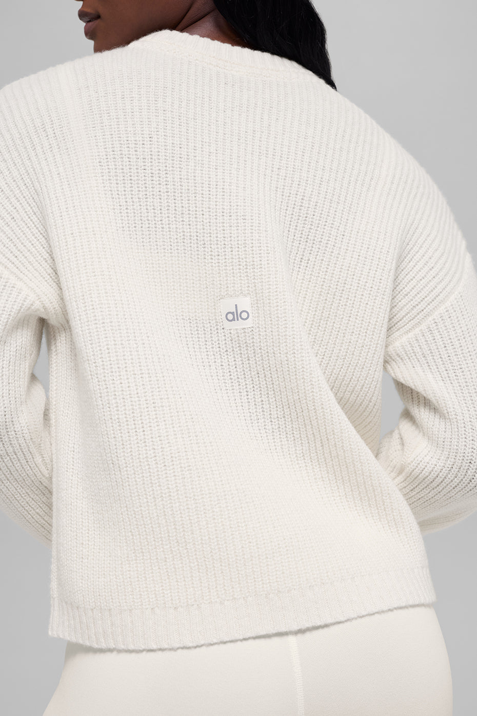 Alo Yoga Women'S Wool Cashmere Ribbed Noble Crewneck Sweater