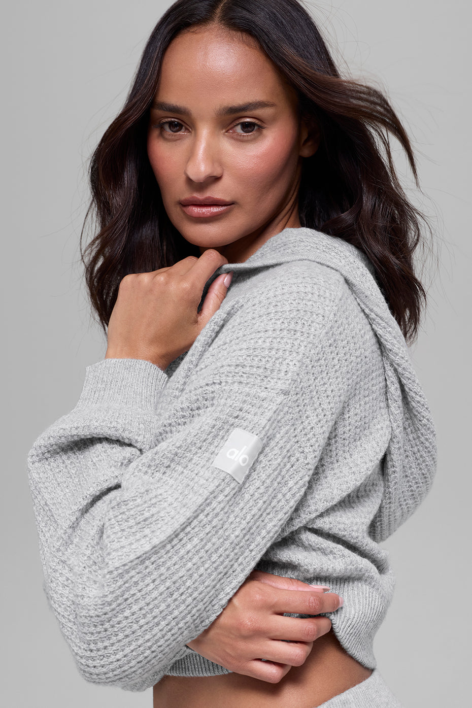 Alo Yoga Women'S Cashmere Plush Waffle Full Zip Hoodie