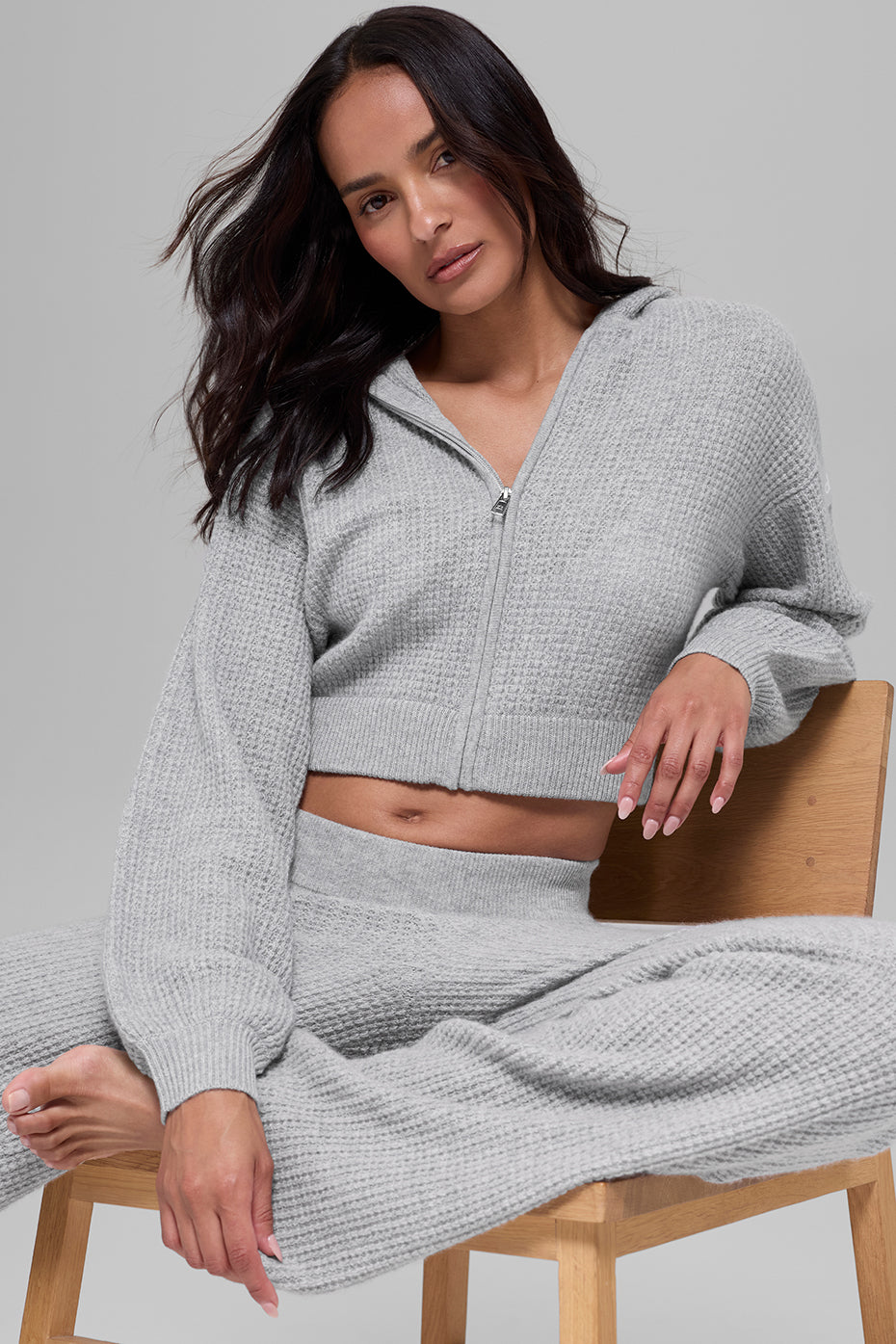 Alo Yoga Women'S Cashmere Plush Waffle Full Zip Hoodie