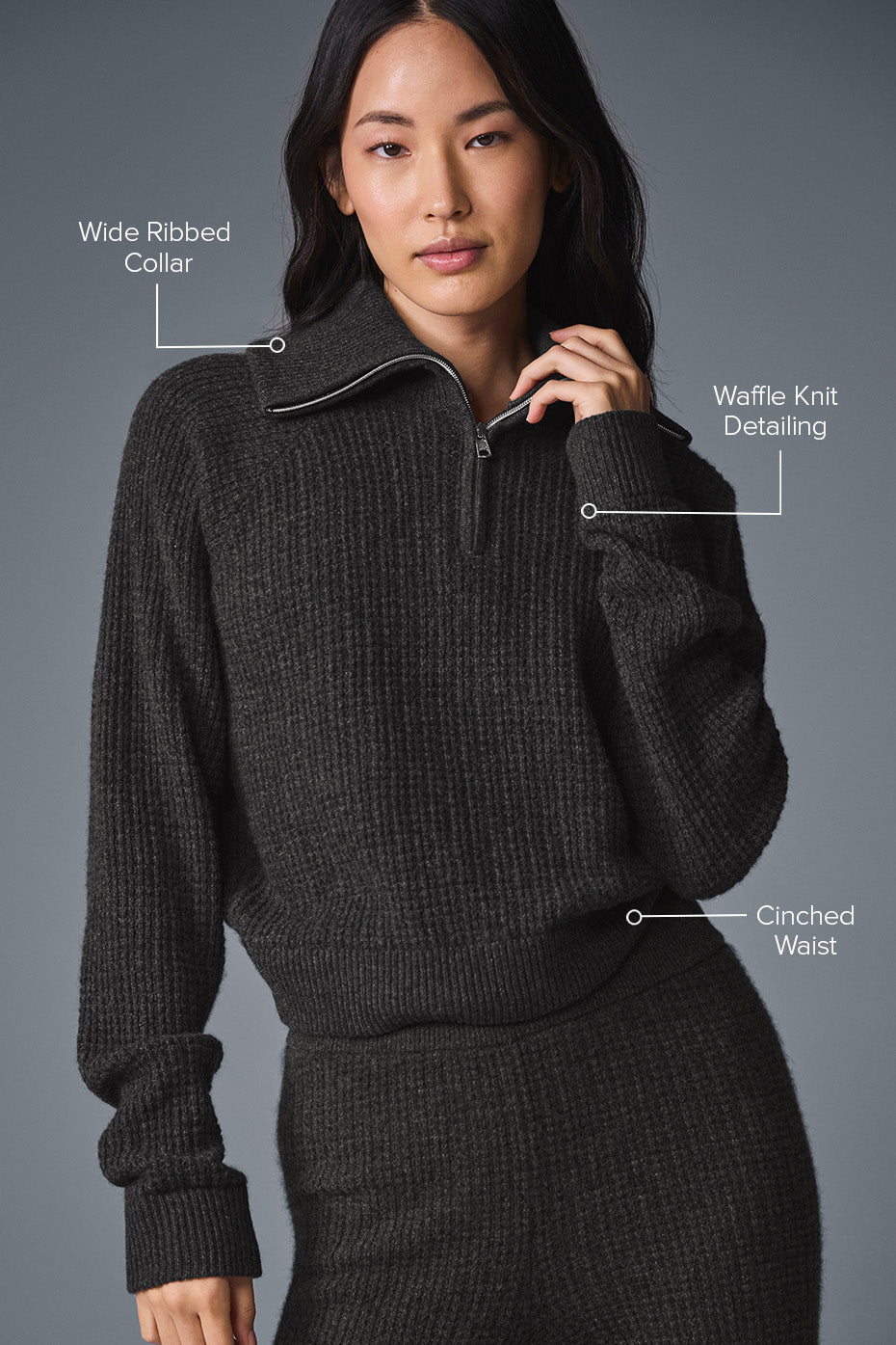 Alo Yoga Women'S Cashmere Plush Waffle 1/4 Zip Pullover