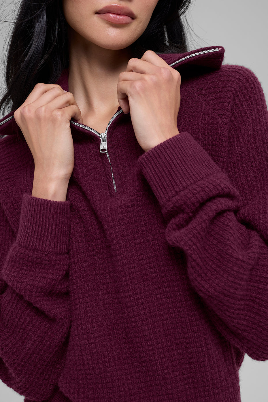 Alo Yoga Women'S Cashmere Plush Waffle 1/4 Zip Pullover