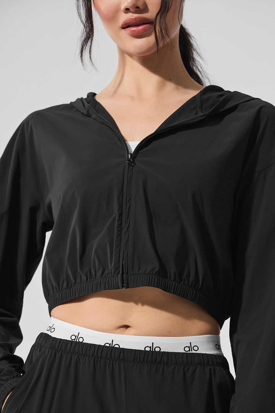 Alo Yoga Women'S Cropped Breezy Full-Zip Hoodie