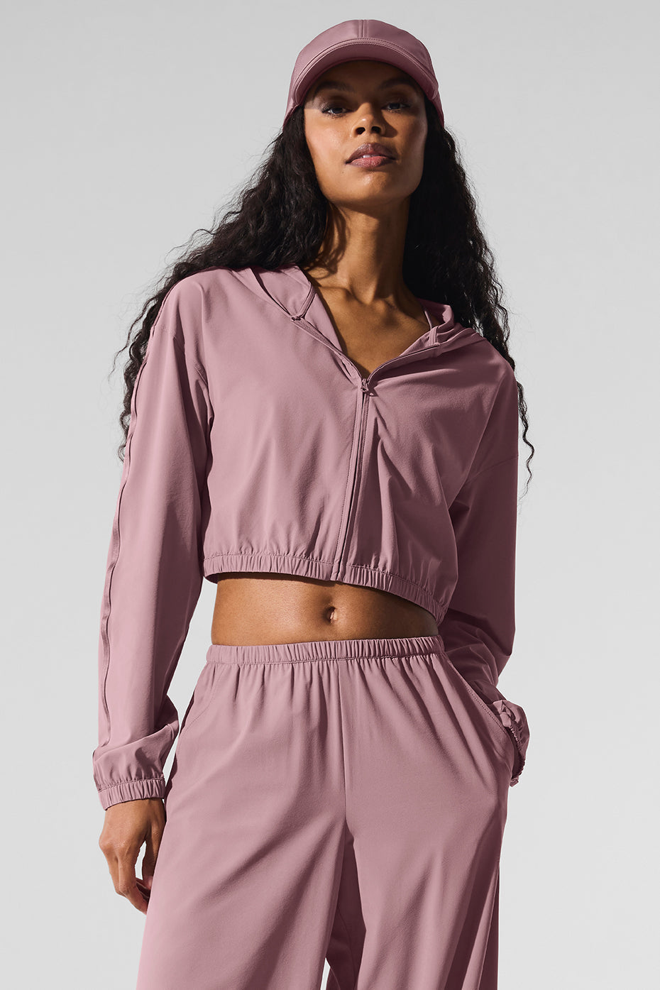 Alo Yoga Women'S Cropped Breezy Full-Zip Hoodie