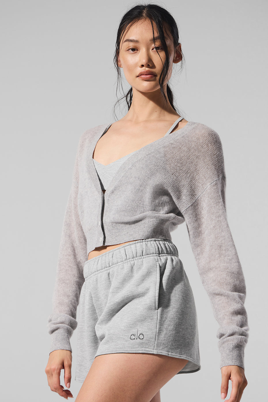 Alo Yoga Women'S Sheer Cashmere Cropped Cardigan