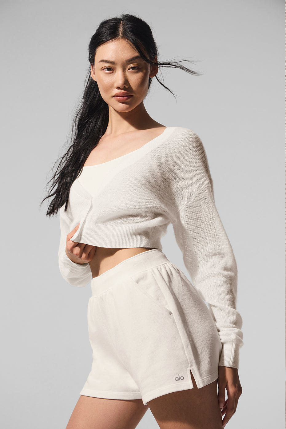 Alo Yoga Women'S Sheer Cashmere Cropped Cardigan