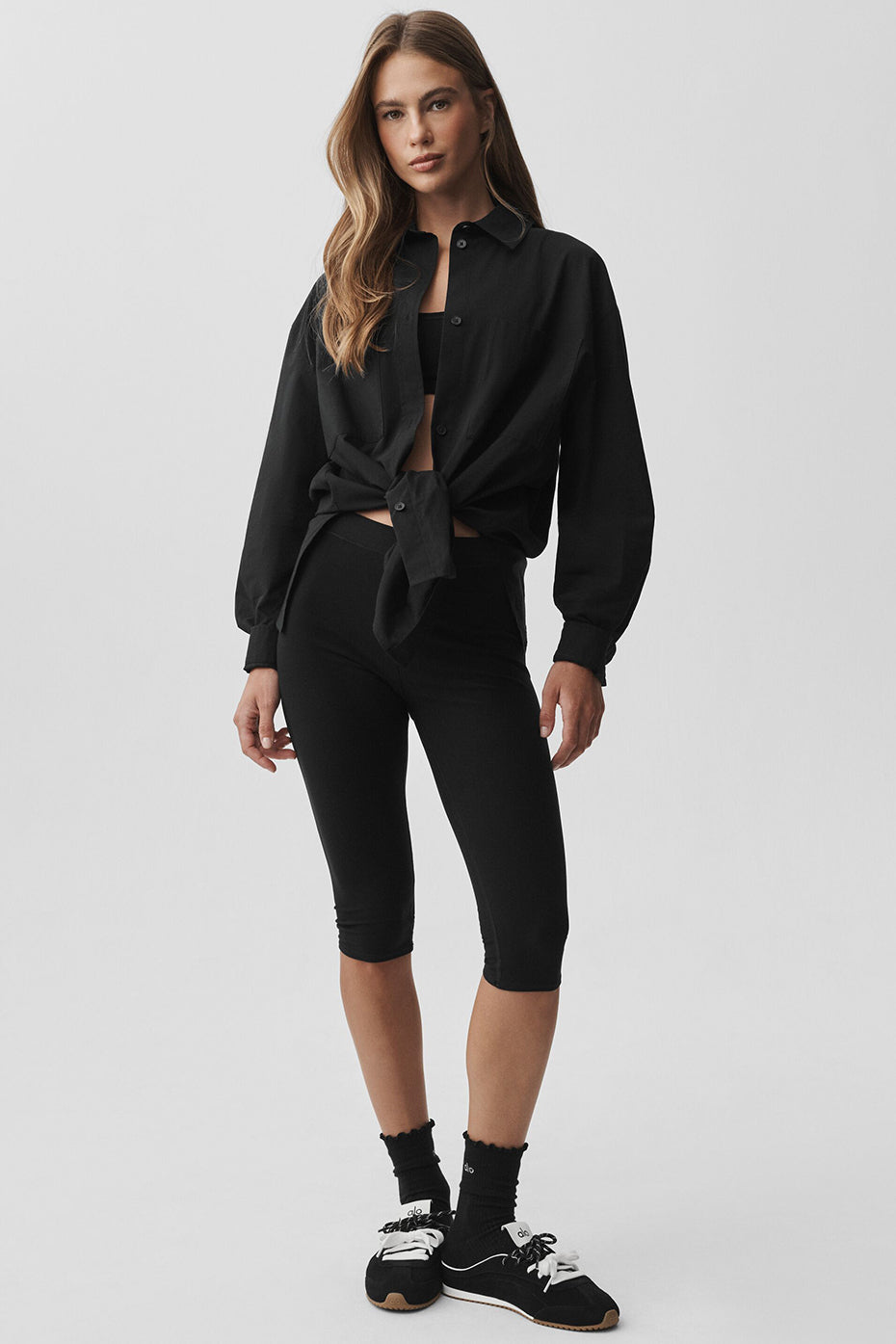 Alo Yoga Women'S Cotton Real Deal Button Up Long Sleeve