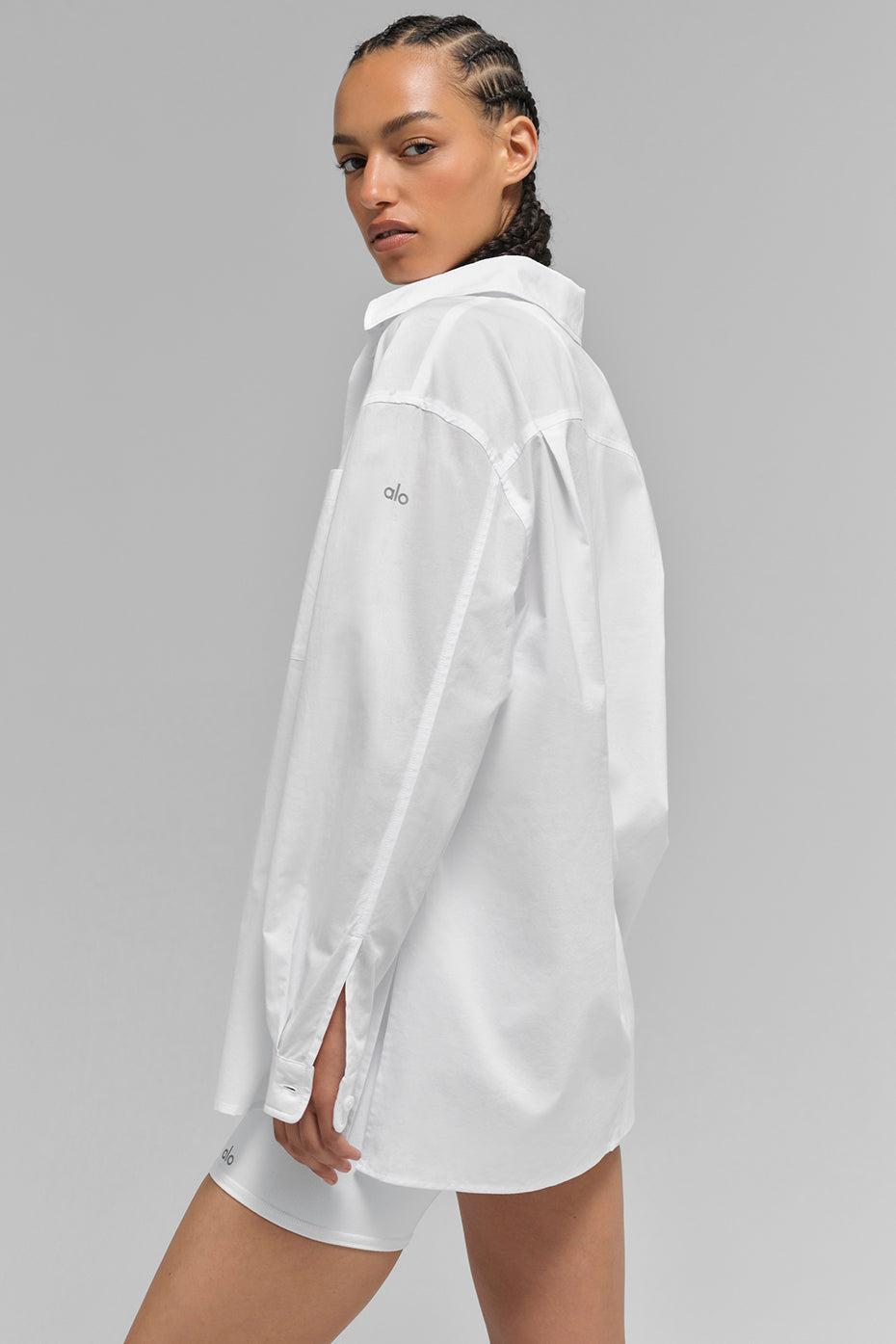 Alo Yoga Women'S Cotton Real Deal Button Up Long Sleeve