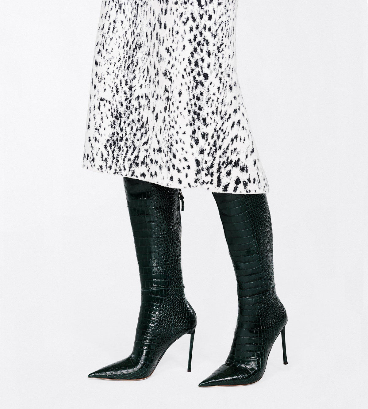 Tom Ford Shiny Stamped Crocodile Leather Vertigo Thigh High Boot