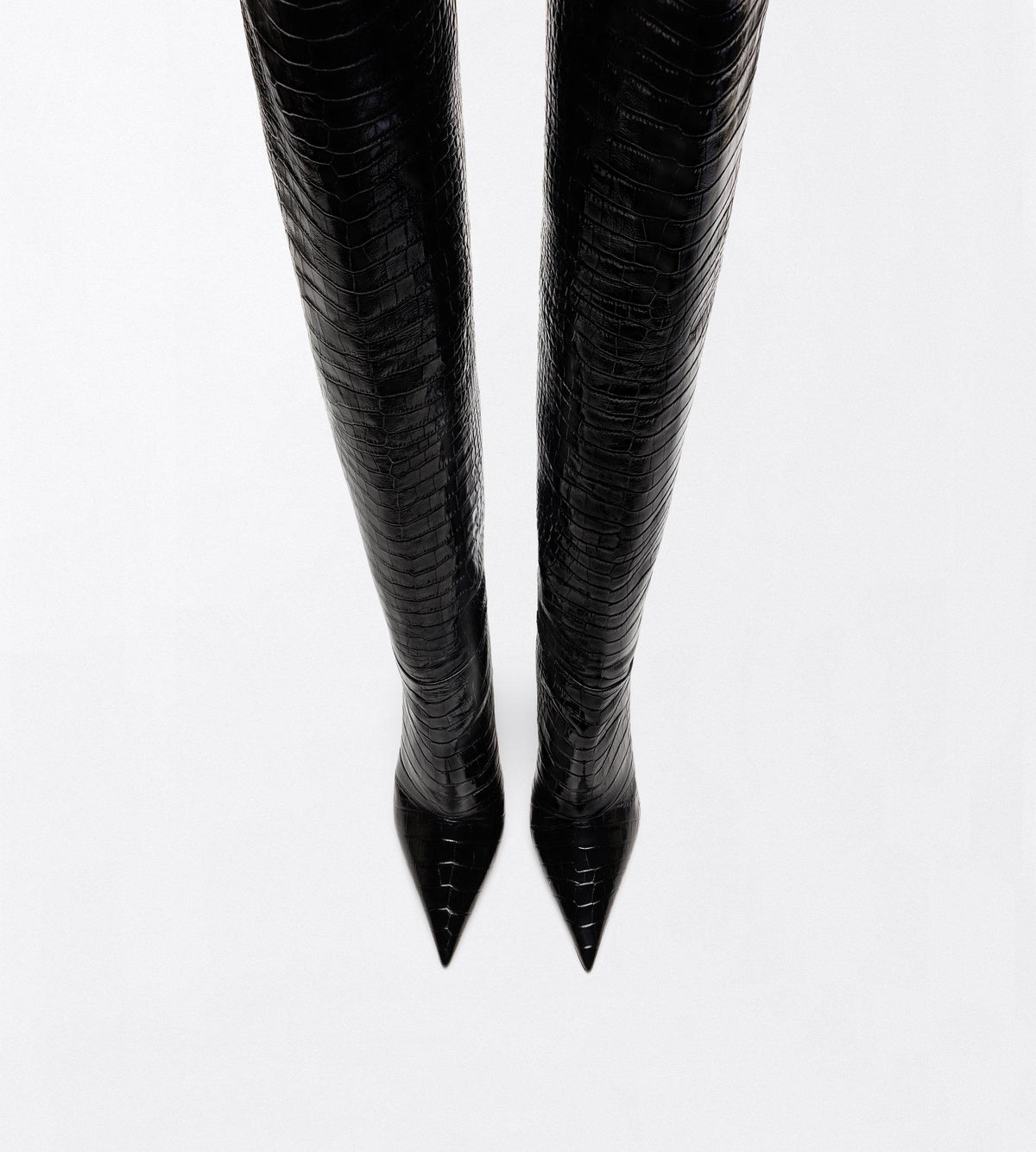 Tom Ford Shiny Stamped Crocodile Leather Vertigo Thigh High Boot