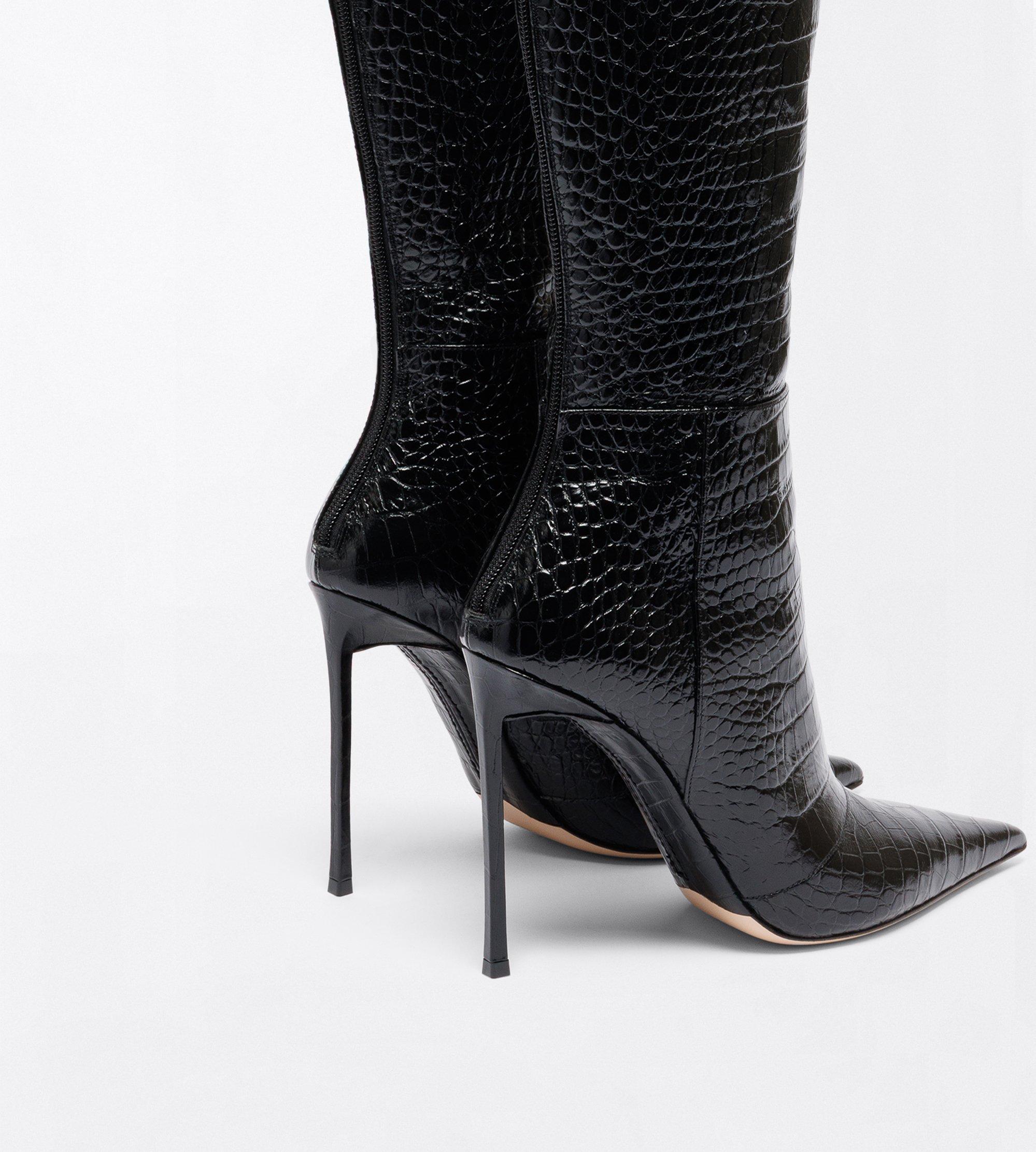 Tom Ford Shiny Stamped Crocodile Leather Vertigo Thigh High Boot