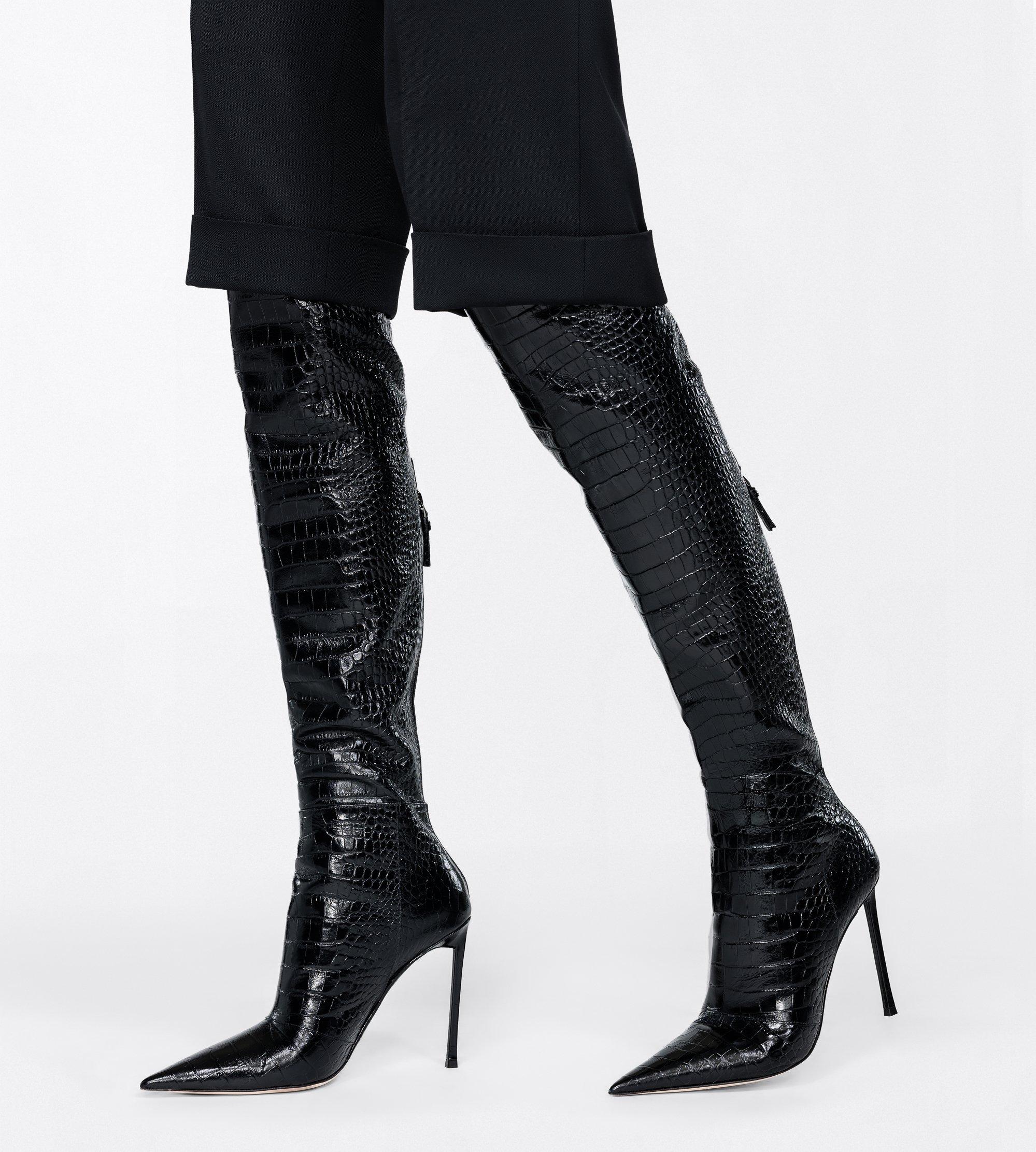 Tom Ford Shiny Stamped Crocodile Leather Vertigo Thigh High Boot