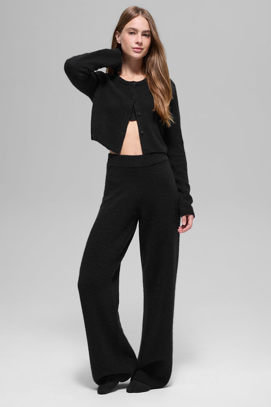 Alo Yoga Women'S Wool Cashmere New Class Cropped Cardigan