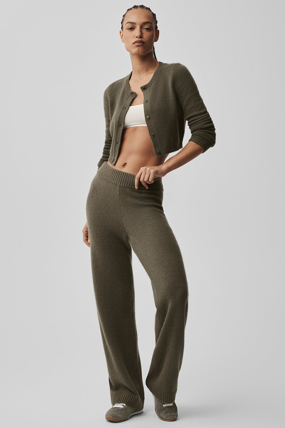 Alo Yoga Women'S Wool Cashmere New Class Cropped Cardigan