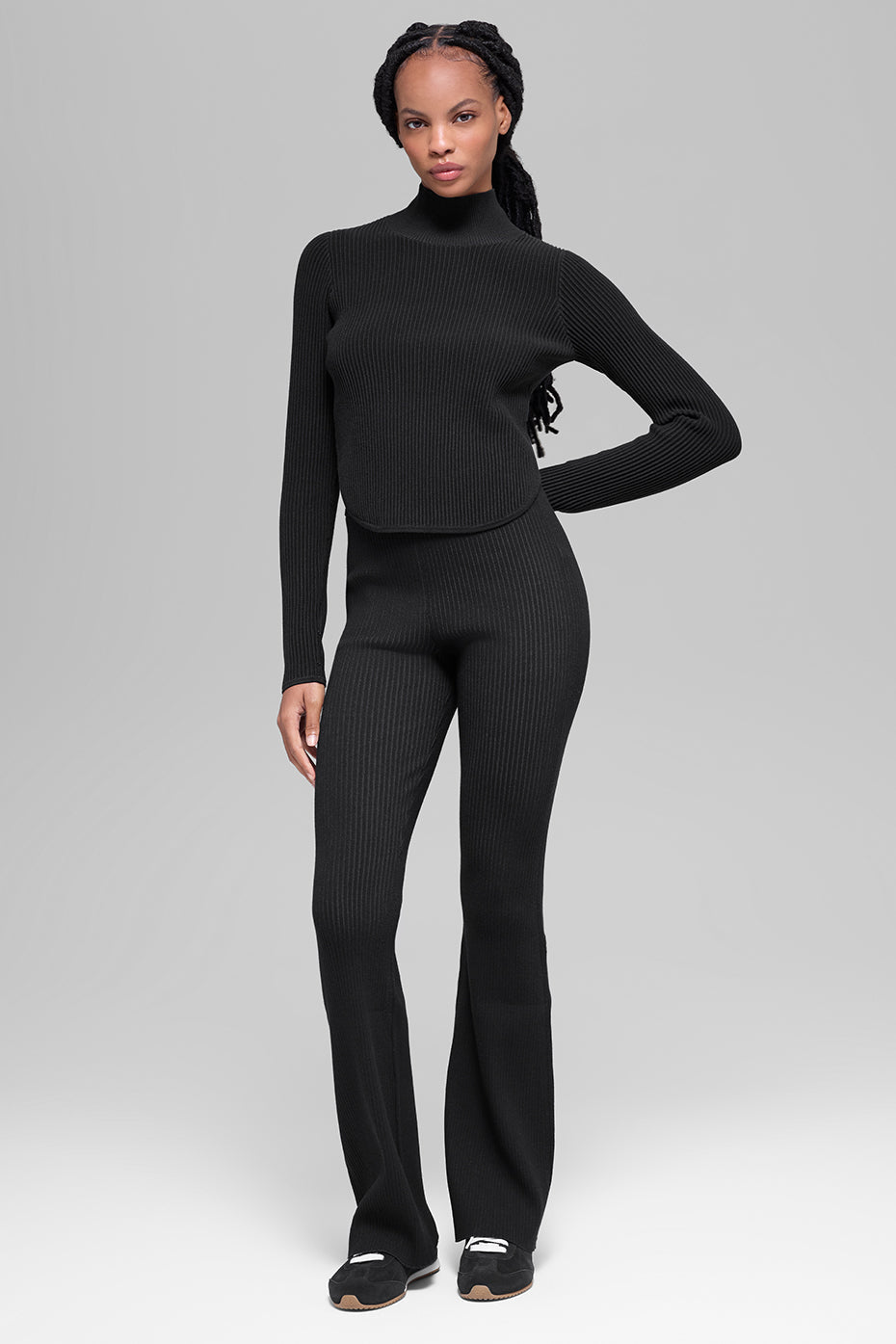 Alo Yoga Women'S Denim Knit Backless Long Sleeve