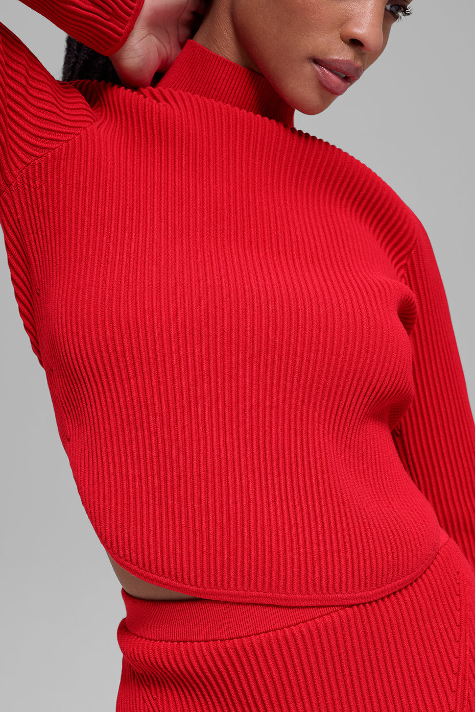 Alo Yoga Women'S Denim Knit Backless Long Sleeve