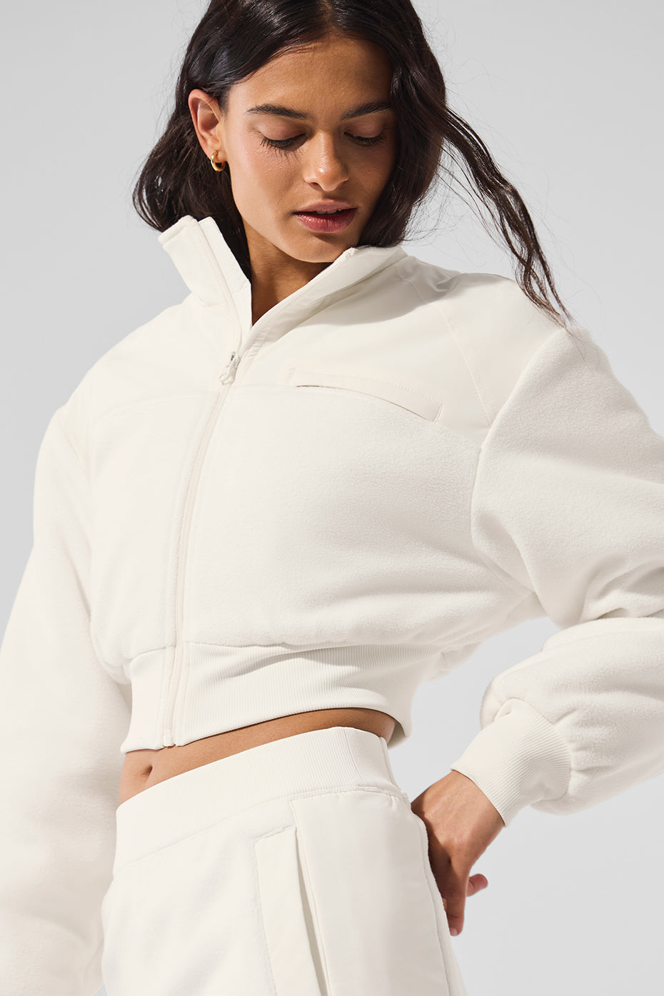 Alo Yoga Women'S Polar Fleece Cropped Wintry Mix Jacket