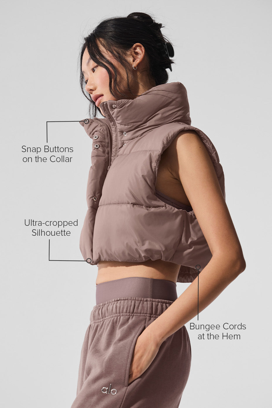 Alo Yoga Cropped Gold Rush Puffer Vest