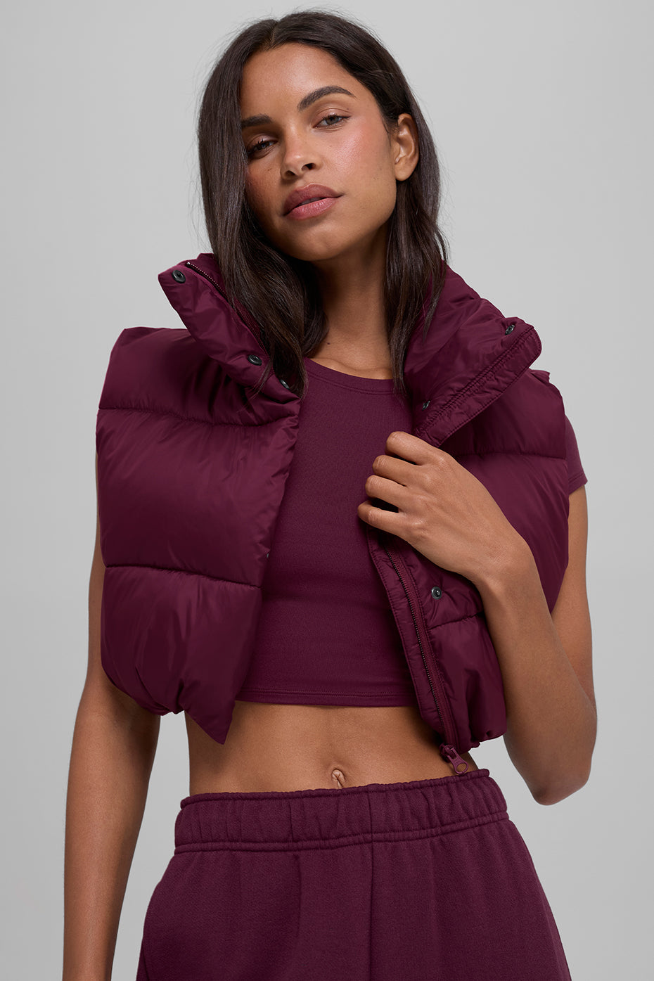 Alo Yoga Women'S Cropped Gold Rush Puffer Vest