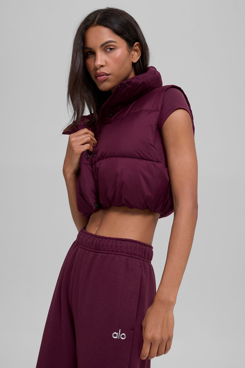 Alo Yoga Women'S Cropped Gold Rush Puffer Vest