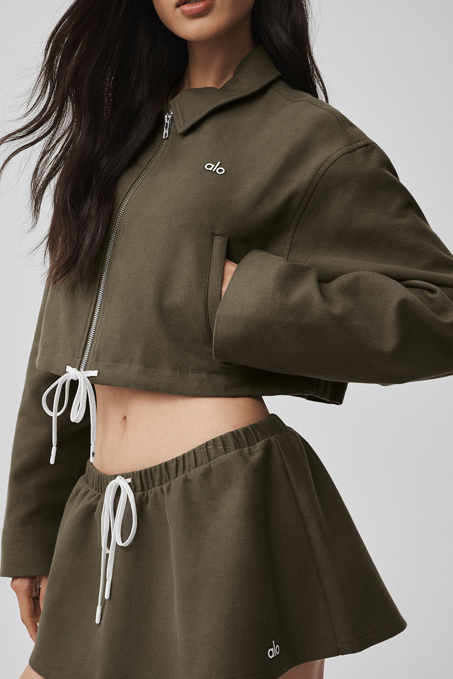 Alo Yoga Women'S Cropped Fan Favorite Full Zip Jacket