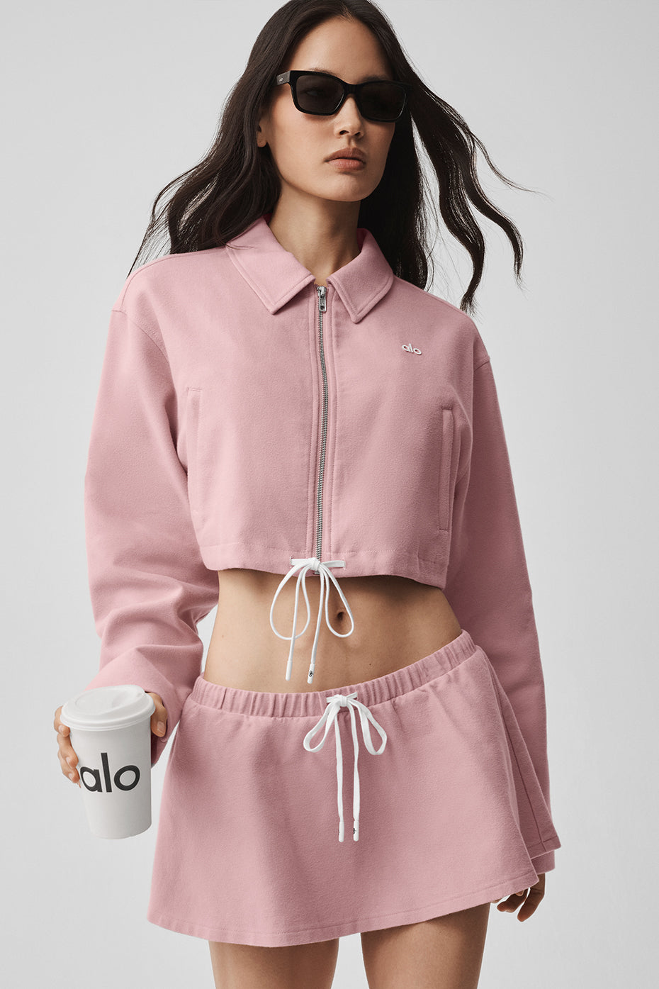 Alo Yoga Women'S Cropped Fan Favorite Full Zip Jacket