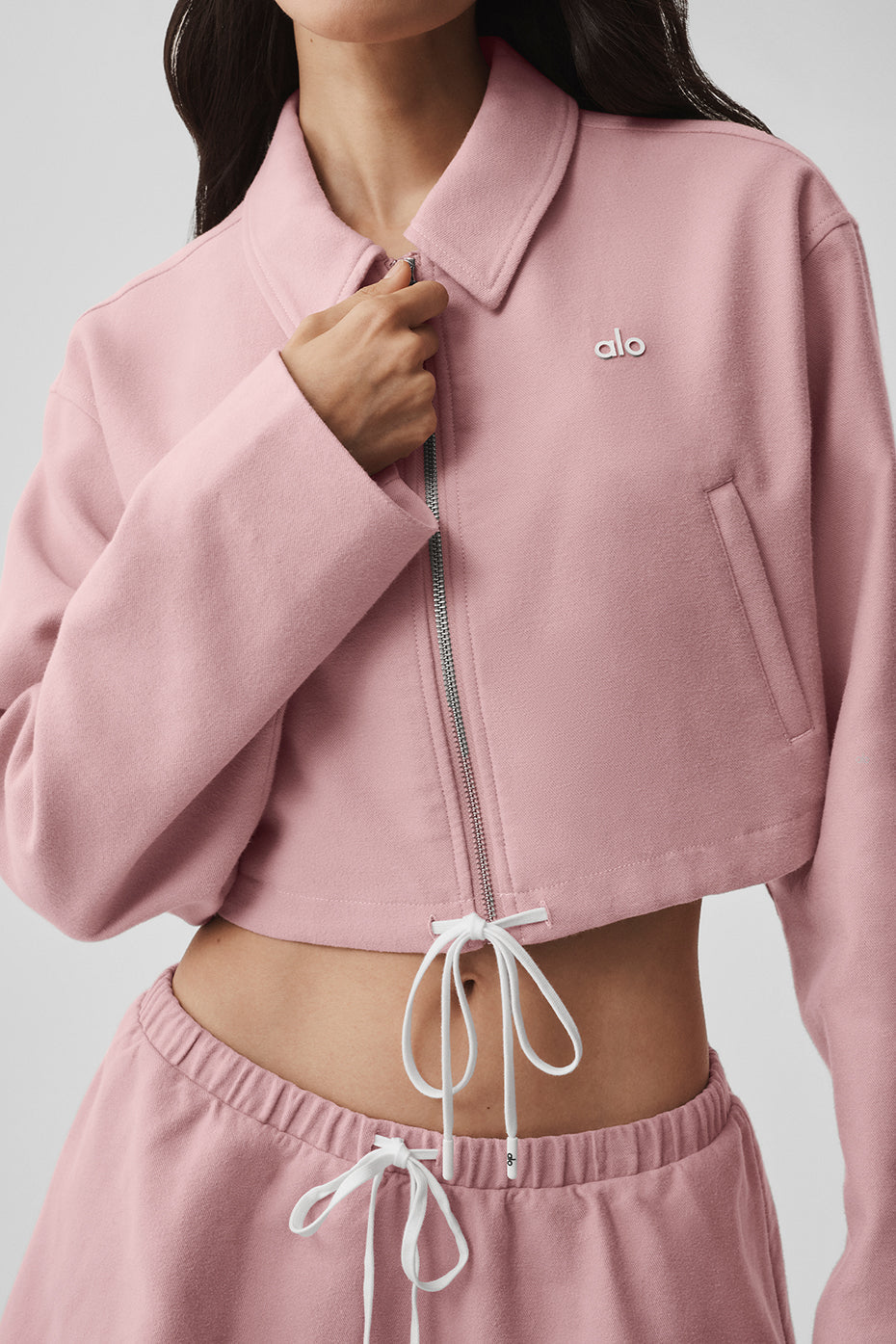 Alo Yoga Women'S Cropped Fan Favorite Full Zip Jacket