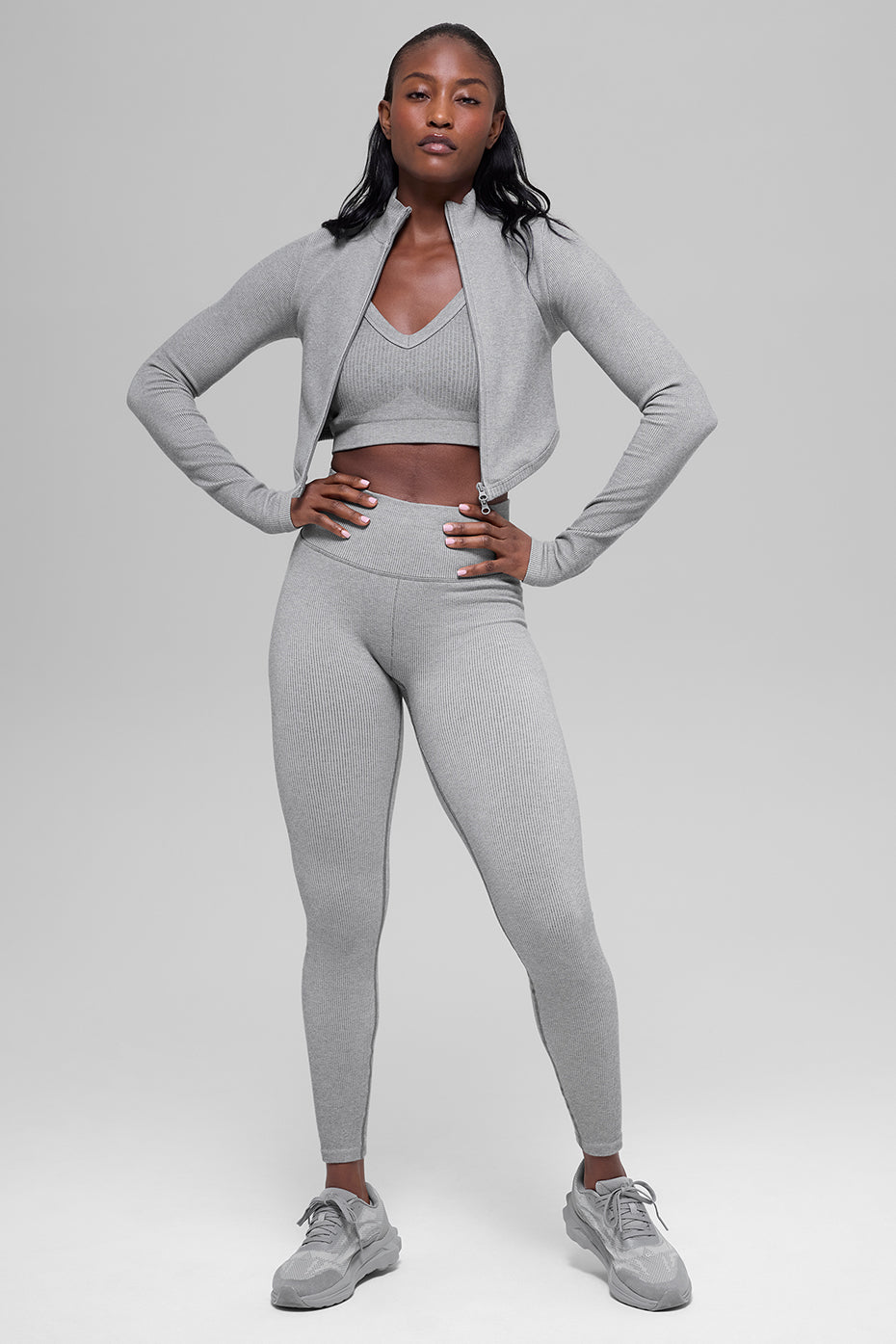 Alo Yoga Women'S Seamless Two Tone Rib Jacket