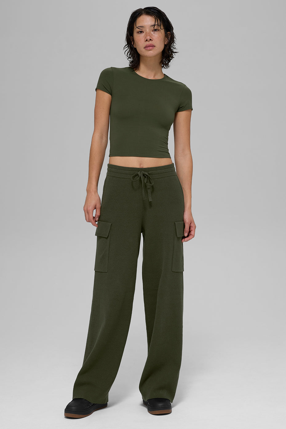 Alo Yoga Women'S Scholar Knit High-Waist Cargo Pant