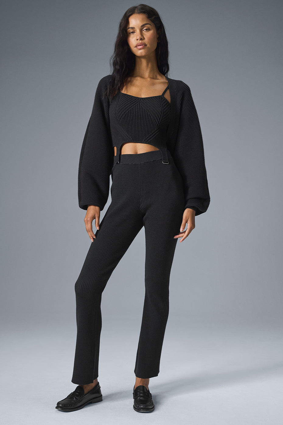Alo Yoga Women'S Denim Knit High-Waist Flare Pant