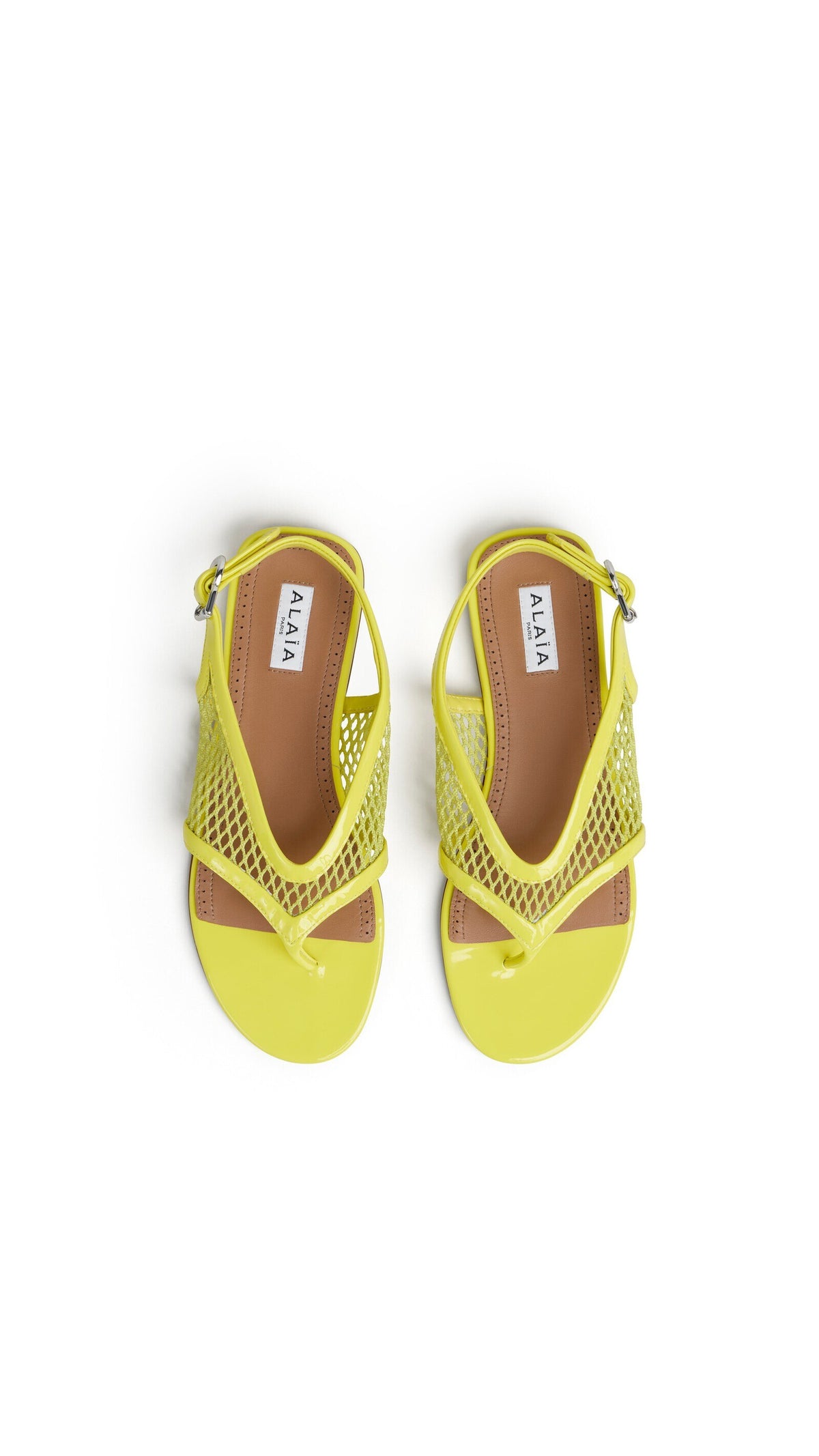 Alaïa Fishnet Thong Sandals In Patent Calfskin