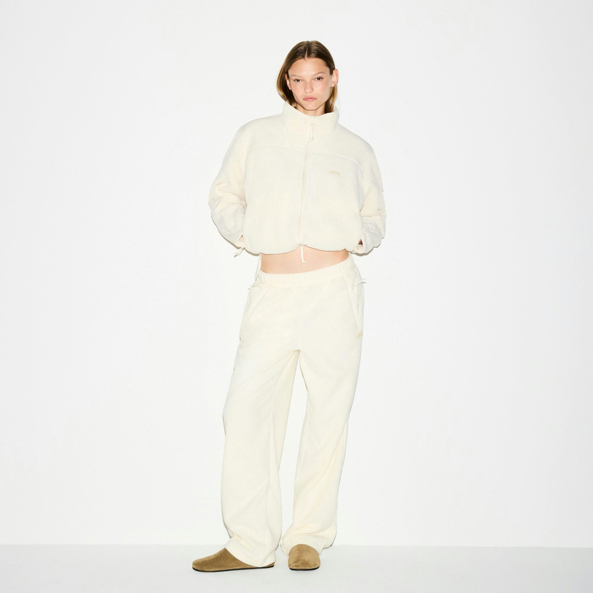Skims Outdoor Fleece Straight Leg Pant Ecru