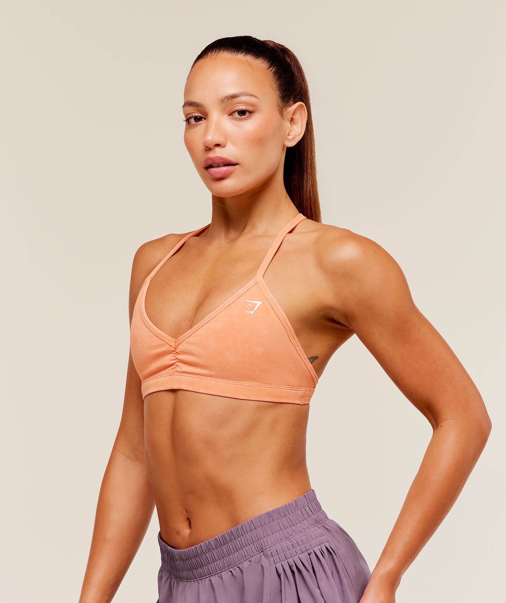 Women's Gymshark Washed Minimal Sports Bra Dayglow Peach