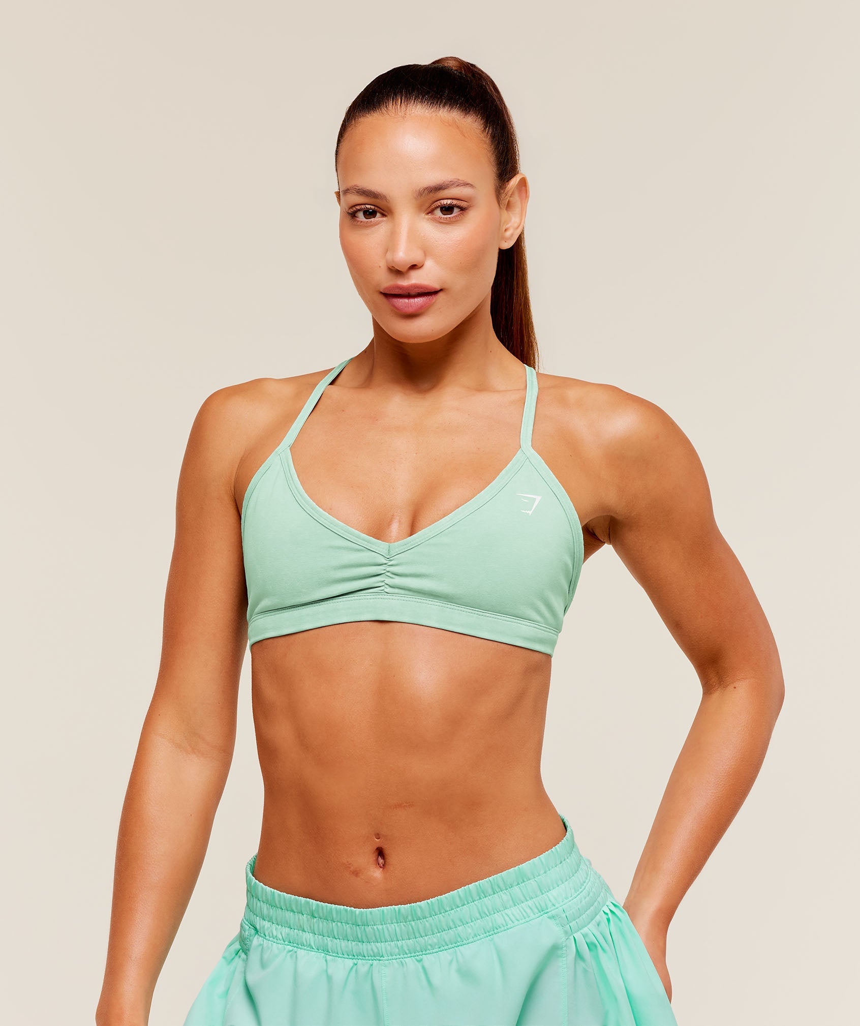 Women's Gymshark Washed Minimal Sports Bra Pop Turquoise