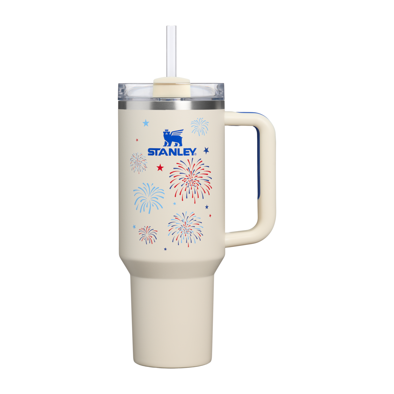 Stanley The Quencher H2.0 Flowstate Tumbler | 40 OZ Cream Royal Fireworks Cream Royal Fireworks