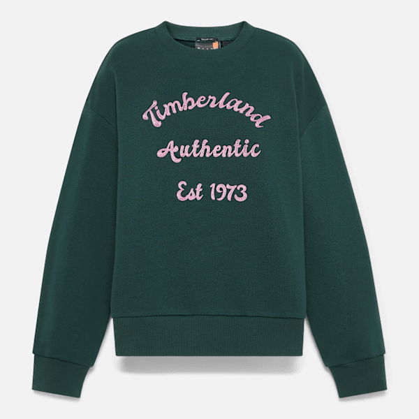 Timberland Brushed Back Crewneck Sweatshirt Dark Forest Green Women'S