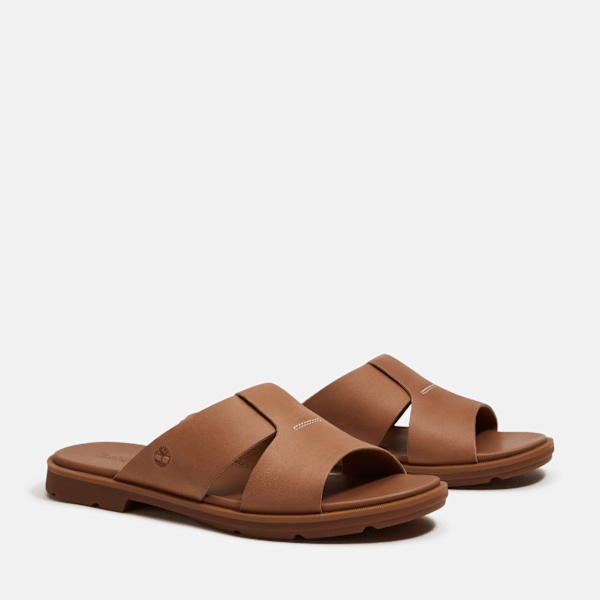 Timberland Calista Bay Slide Sandal Brown Full-Grain Women'S