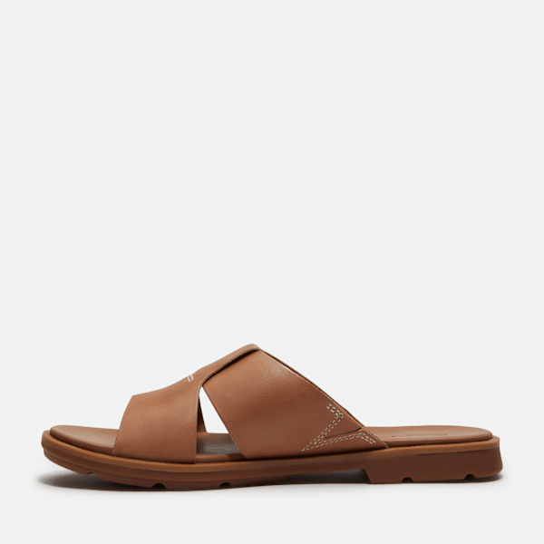 Timberland Calista Bay Slide Sandal Brown Full-Grain Women'S