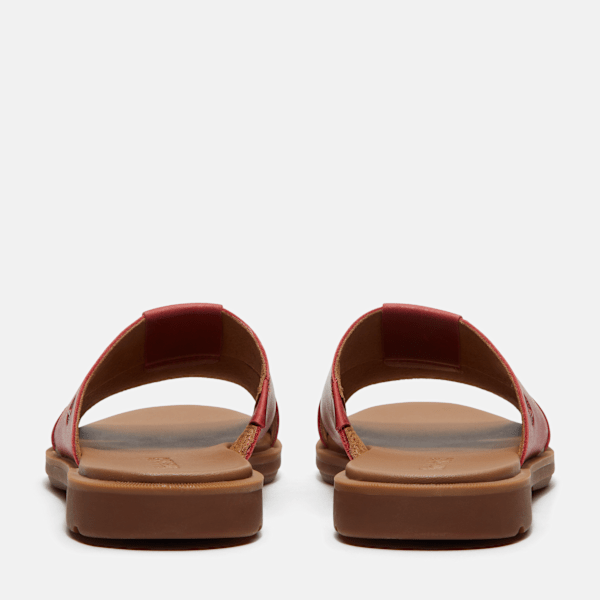 Timberland Calista Bay Slide Sandal Red Full-Grain Women'S