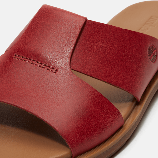 Timberland Calista Bay Slide Sandal Red Full-Grain Women'S
