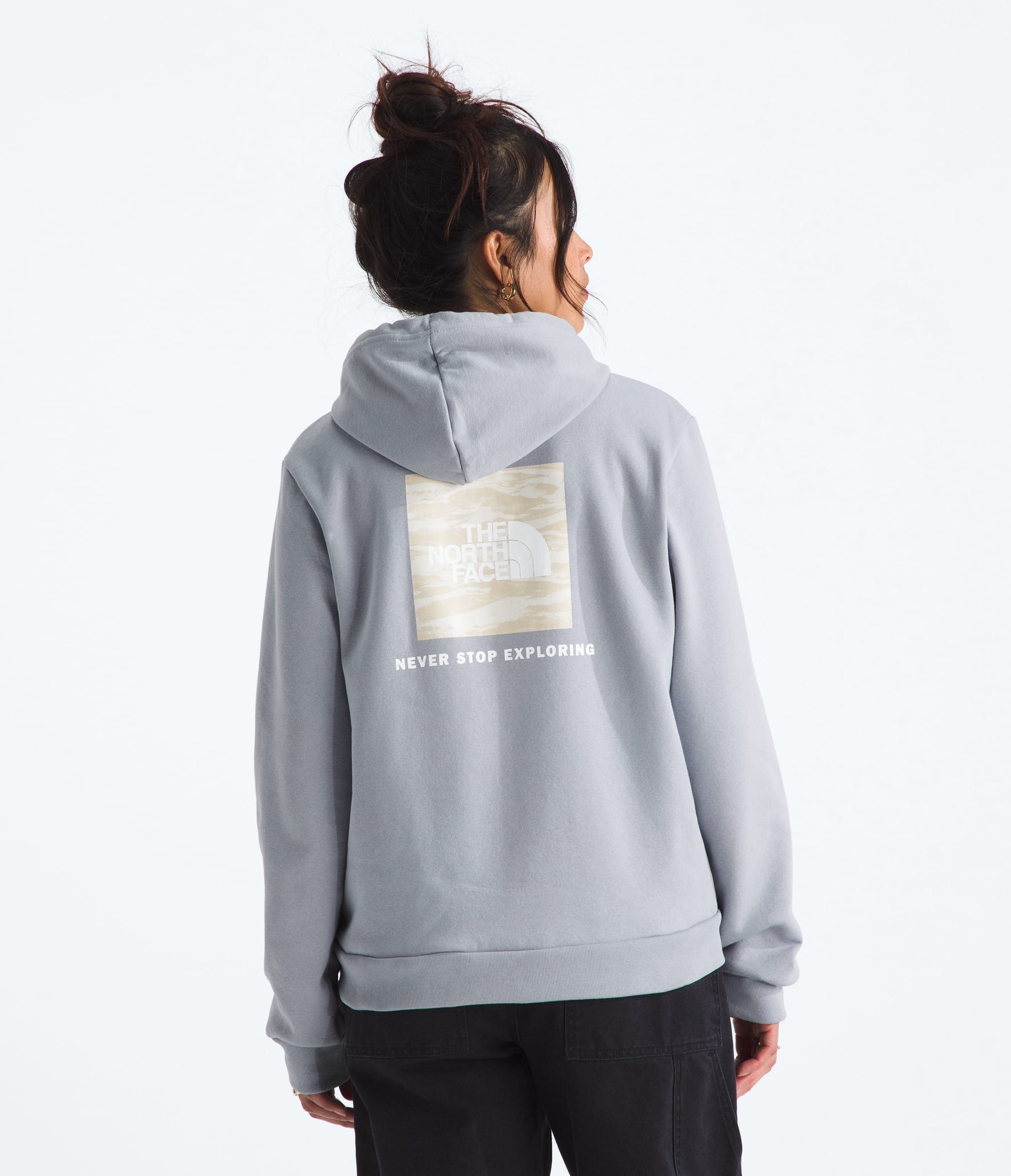 The North Face Women’s Evolution Box NSE Fill Light Hoodie—Graphic Blue Flax
