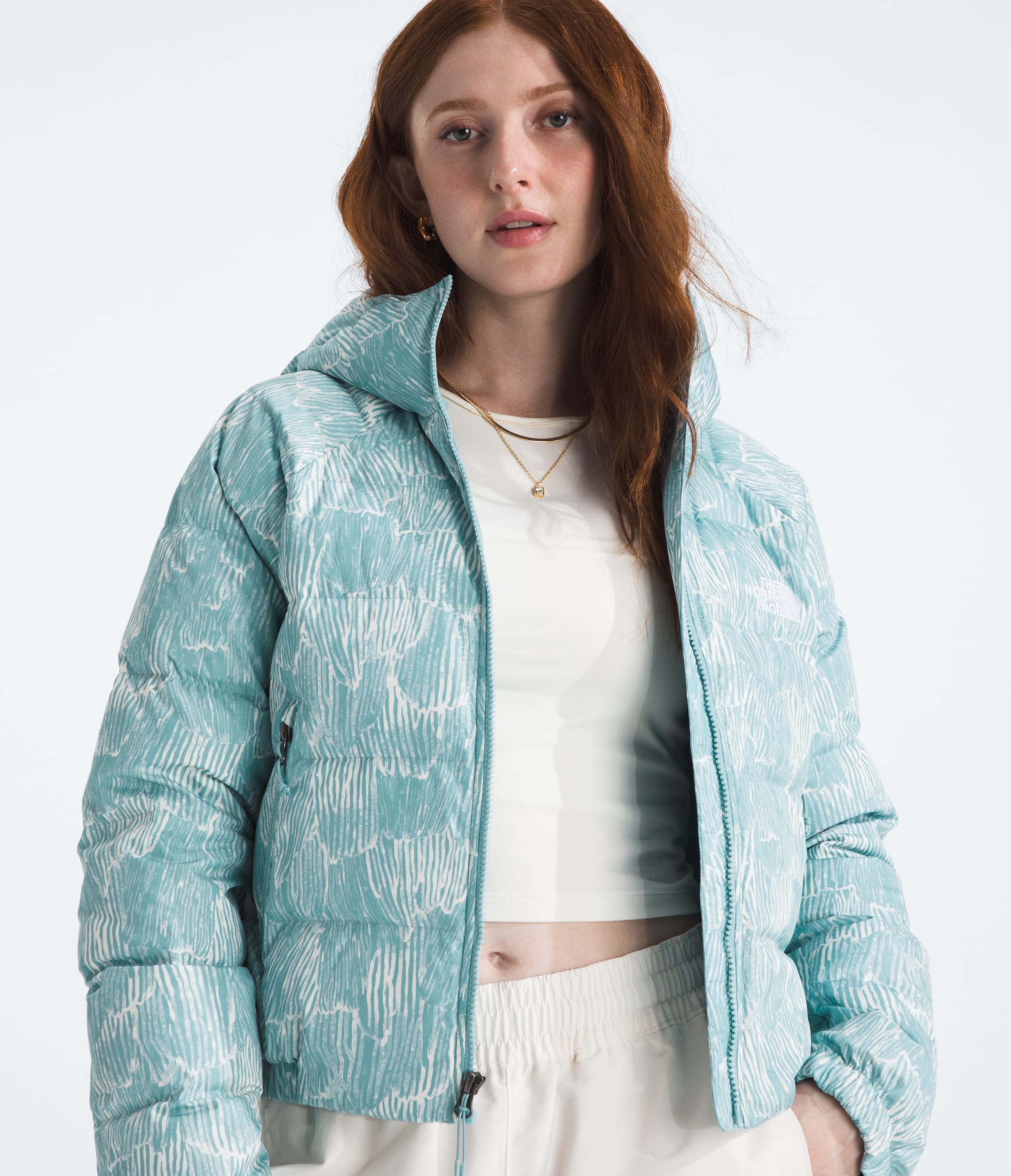 The North Face Women’s Hydrenalite™ Down Hoodie—Print Blue Eclipse Regenerative Ink Print
