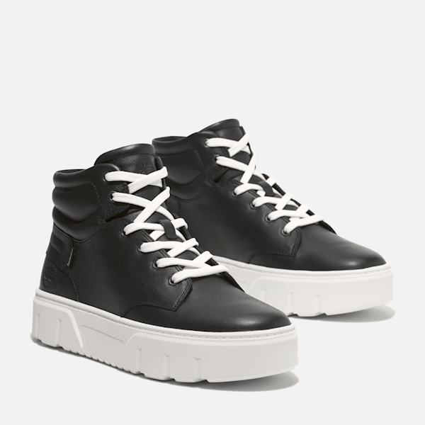 Timberland Laurel Court High Top Lace-Up Sneaker Black Full-Grain Women'S