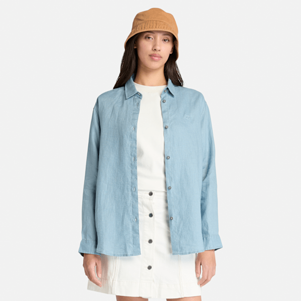 Timberland Linen Shirt Steel Grey Women'S