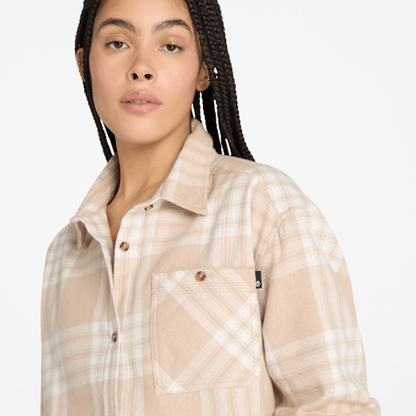 Timberland Midweight Flannel Pocket Shirt Beige Women'S