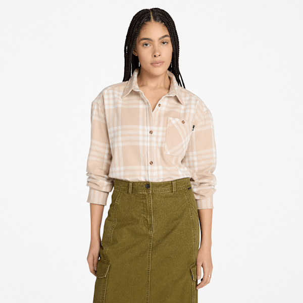Timberland Midweight Flannel Pocket Shirt Beige Women'S